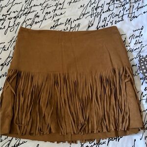 Jolt Tan Ruffled Mini Skirt Casual Resort Wear